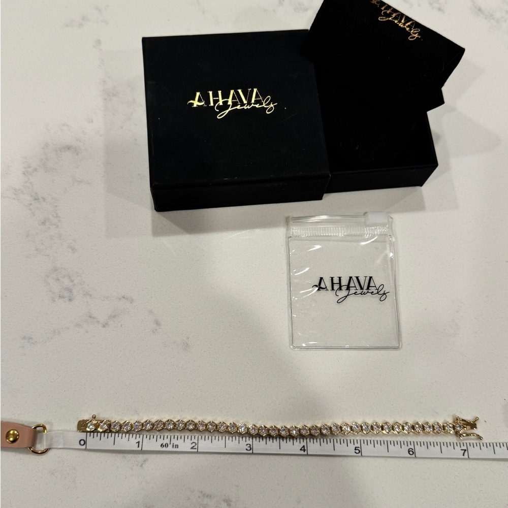 NEW Ahava Jewels Hexagon CZ & Gold Plated Tennis Bracelet - Picture 11 of 15